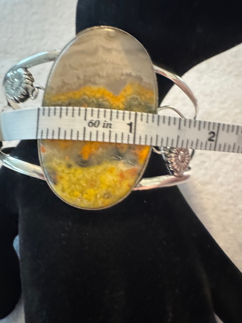 Sterling Silver Bumblebee Jasper Statement Cuff Bracelet - Picture 3 of 6